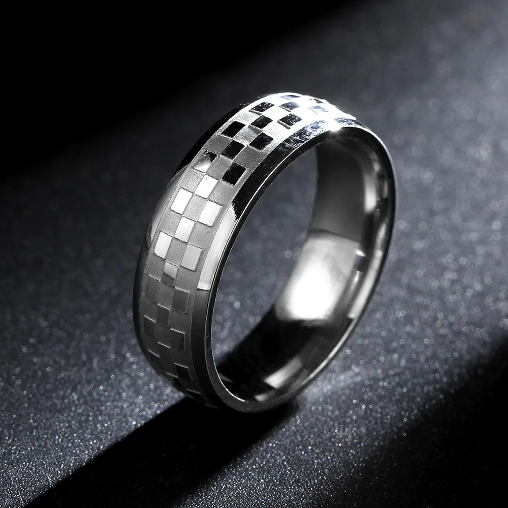 KNOCK Personalized Gold-color Wedding Bands Ring for Women Men Jewelry 6mm Stainless Steel Engagement Ring Anniversary Gift