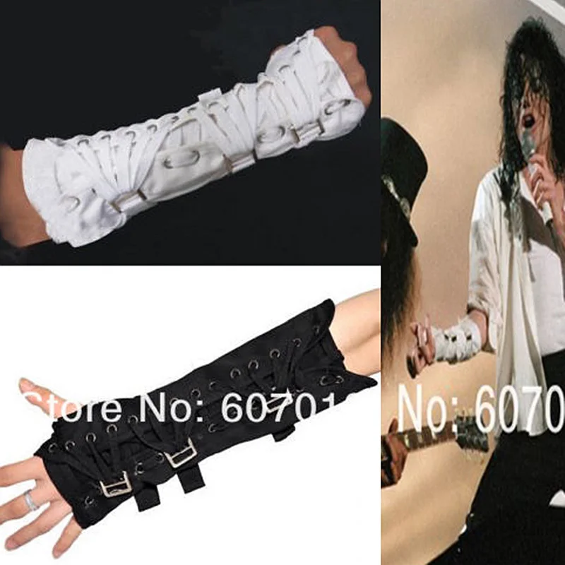 Impersonatore Michael Joseph Jackson Costumi Armbrace Stuff BAD Jam Guanto di cotone bianco nero