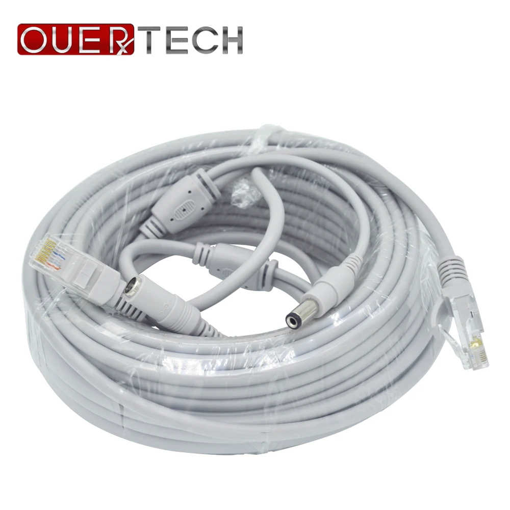 

OUERTECH 20m Ethernet Cable RJ45 + DC Power CAT5/CAT-5e CCTV Network Cable Lan Cable For IP Camera NVR System Color