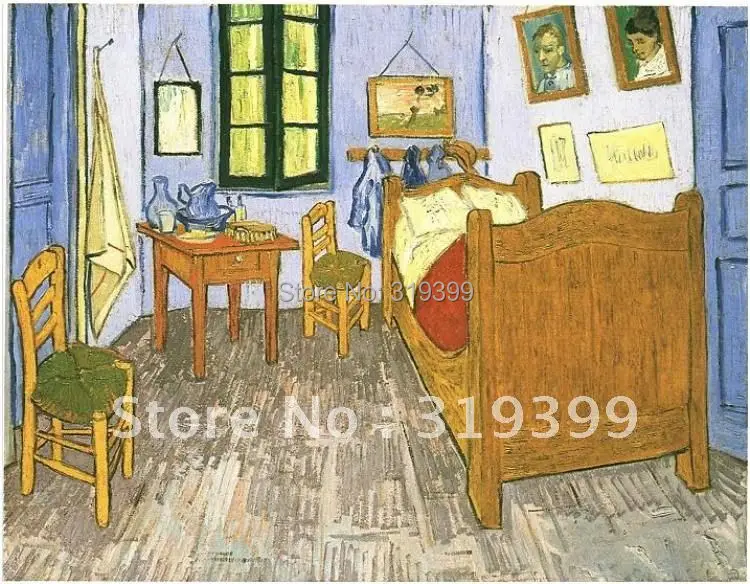 Oil Painting reproduction on linen canvas,Vincent's-Bedroom in Arles by vincent van gogh,100% handmade,Free DHL Shipping