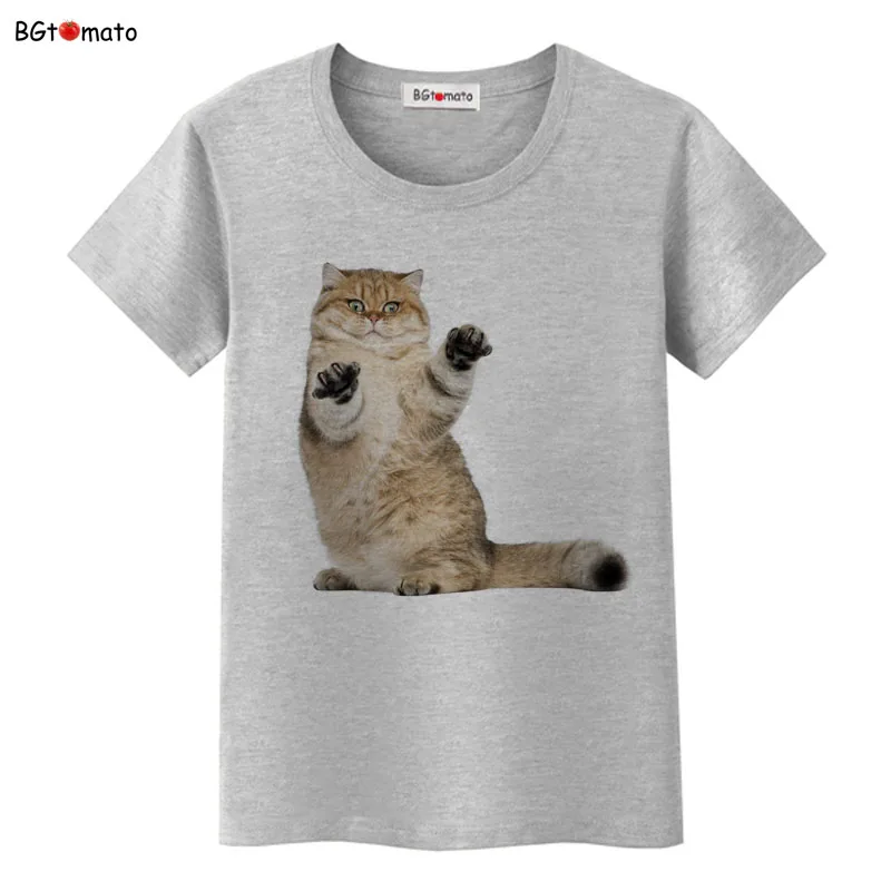 

BGtomato say hello lovely cute cat t shirt women Original brand fashion tshirt for women Brand good quality tops tees