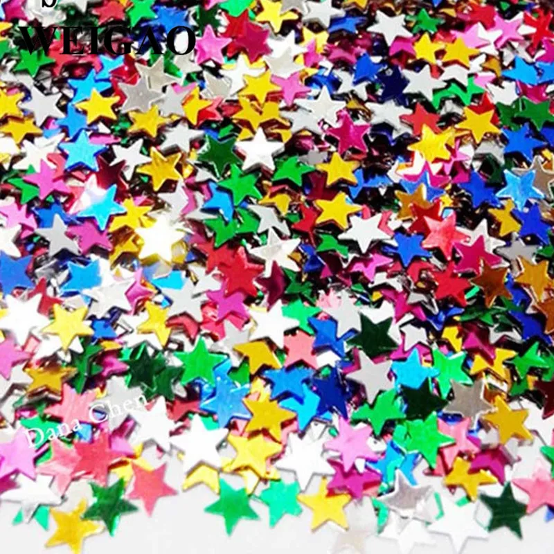 Weigao-テーブル用の小さな星が付いたスパンコールの紙吹雪,誕生日パーティーや結婚披露宴用の芸術的な装飾用品,1000ピース/ロットmm