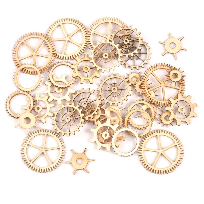 36pcs Natural mix wheel gear pattern Scrapbooking in legno Carft per la decorazione domestica fai da te artigianale fatto a mano 20-36mm M1653