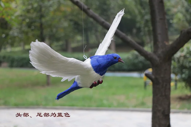 new simulation wings pigeons toy simulation blue head&tail dove doll gift about 38x26cm 2885