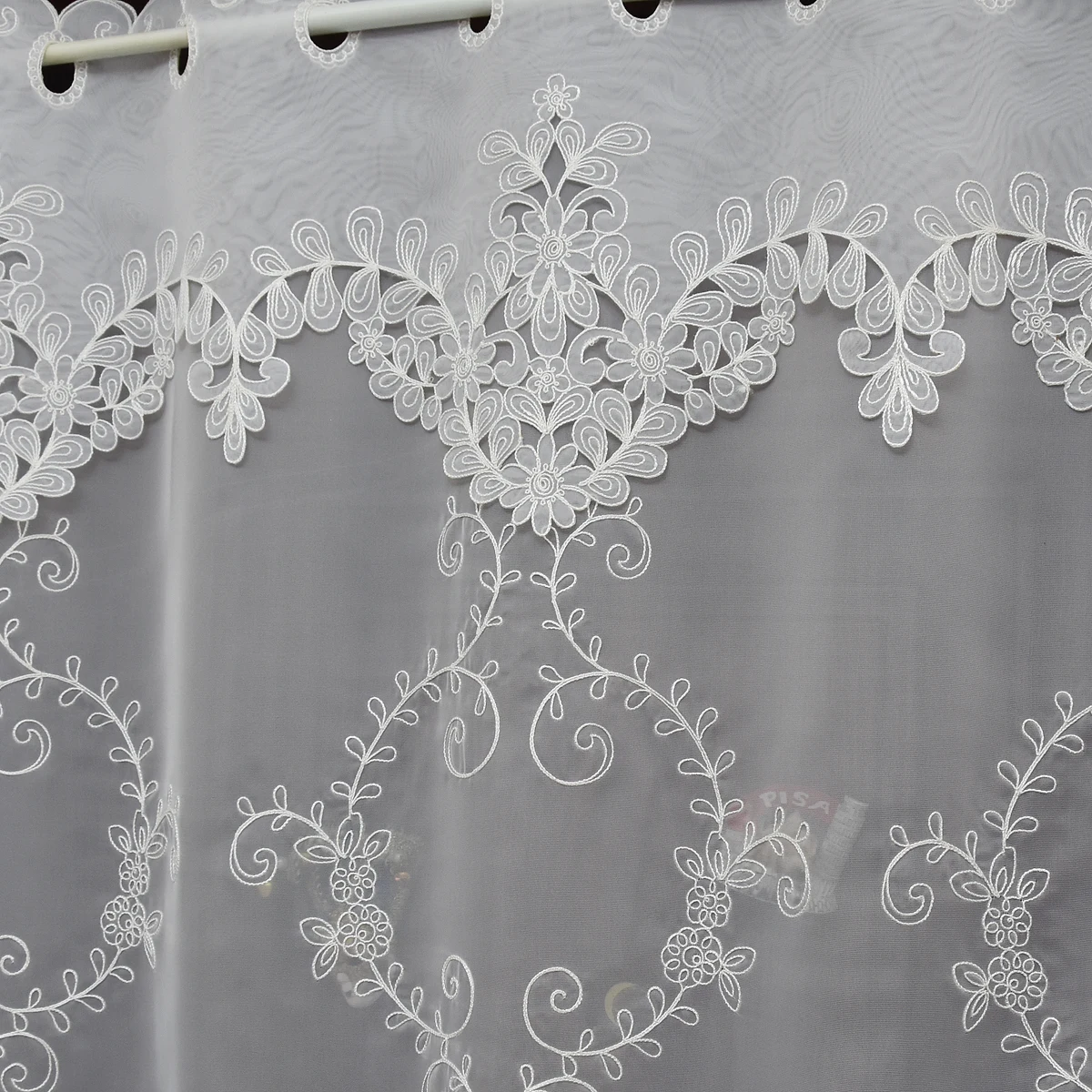 White Half-curtain White Flower Embroidered Window Valance Lace Branch Hem Coffee Curtain for Kitchen Cabinet Door A-114