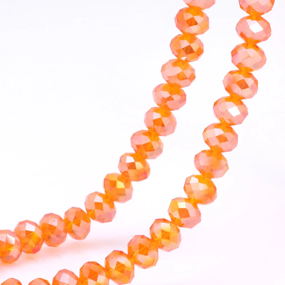 OlingArt 3/4/6/8/10mm Round Glass Beads Rondelle Austria faceted crystal Orange AB color Loose bead 5040 DIY Jewelry Making