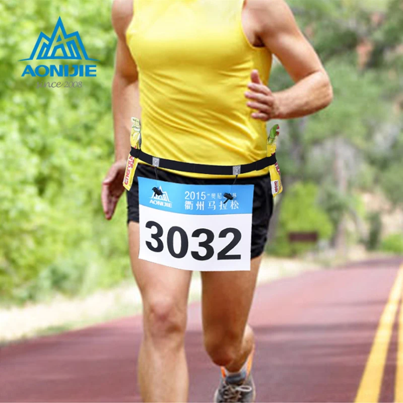Aonijie-Triathlon Marathon Race Belt com Gel Holder, Motor Running Belt, Bolsa de esportes ao ar livre, Cinto de pano unisex