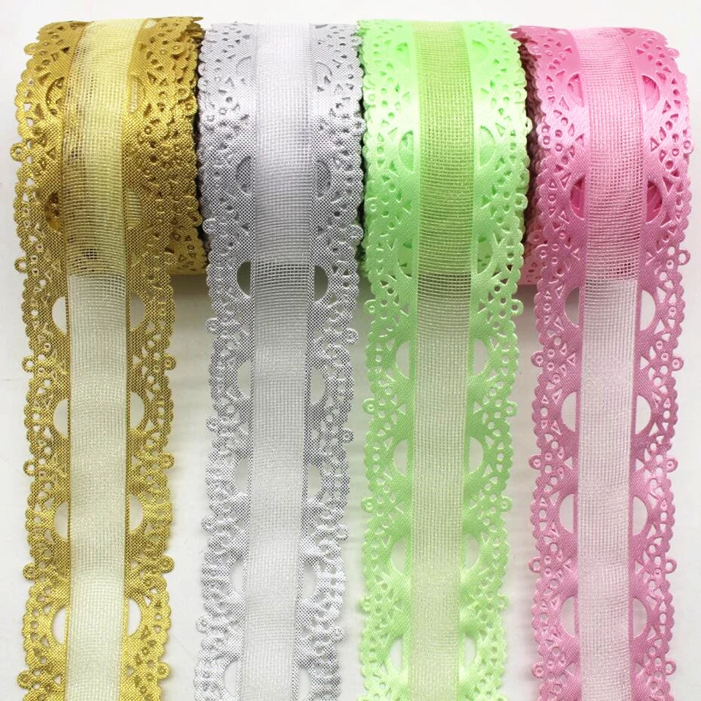 20 Yards 40MM Rown Lace Ribbon DIY Handmade Material Headdress Bows Clothing Material Gauze Gift Wrapping