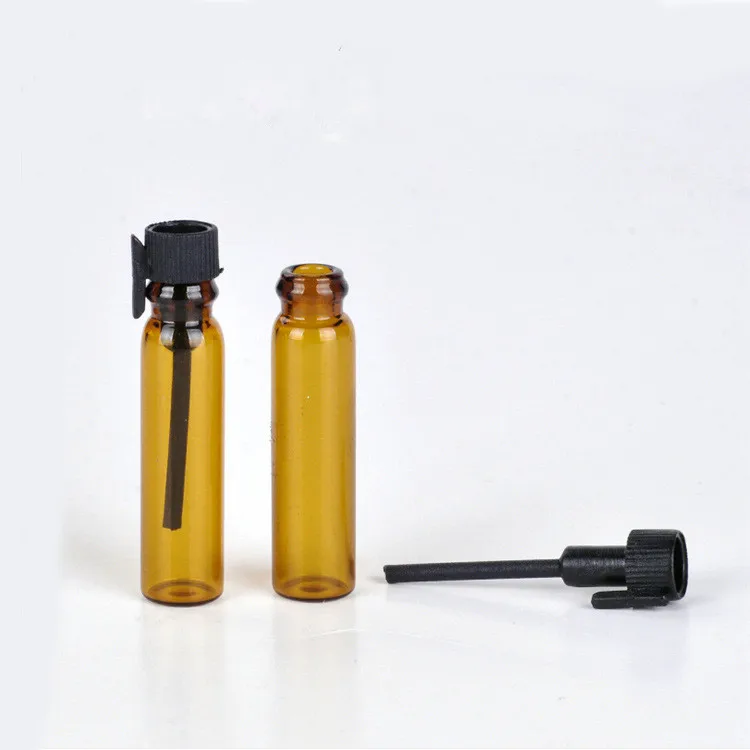 100pcs/lot 1ml 2ml Amber Glass Perfume Bottle Refillable Mini Sample Glass Essential Oil Vials Cosmetic Container