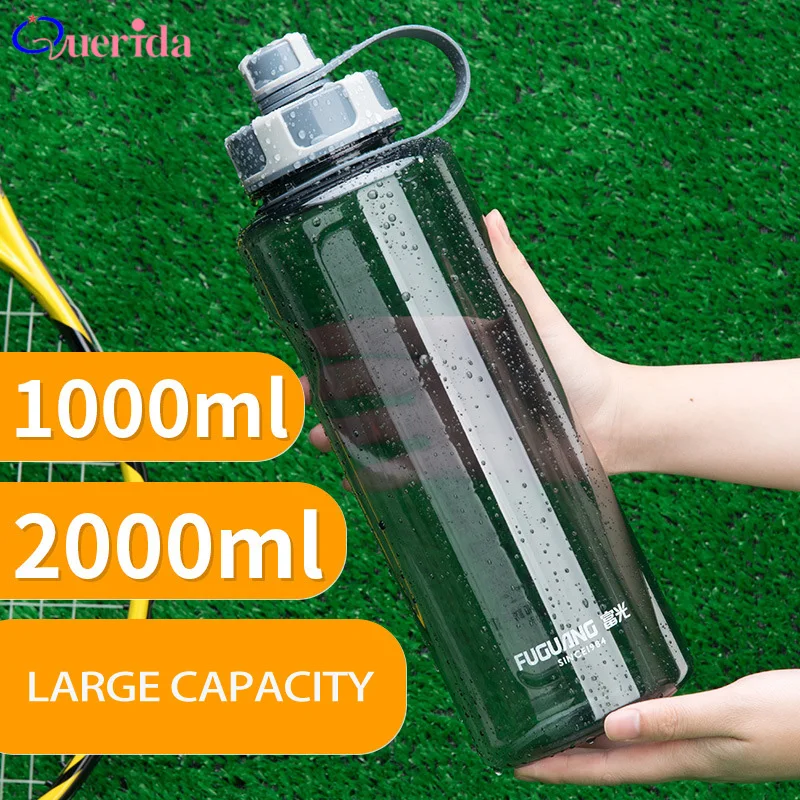 

2000ml Large Capacity Water Bottles Portable Outdoor Plastic Sports Bottle With Tea Infuser Fitness Leak-proof Shaker Bottles