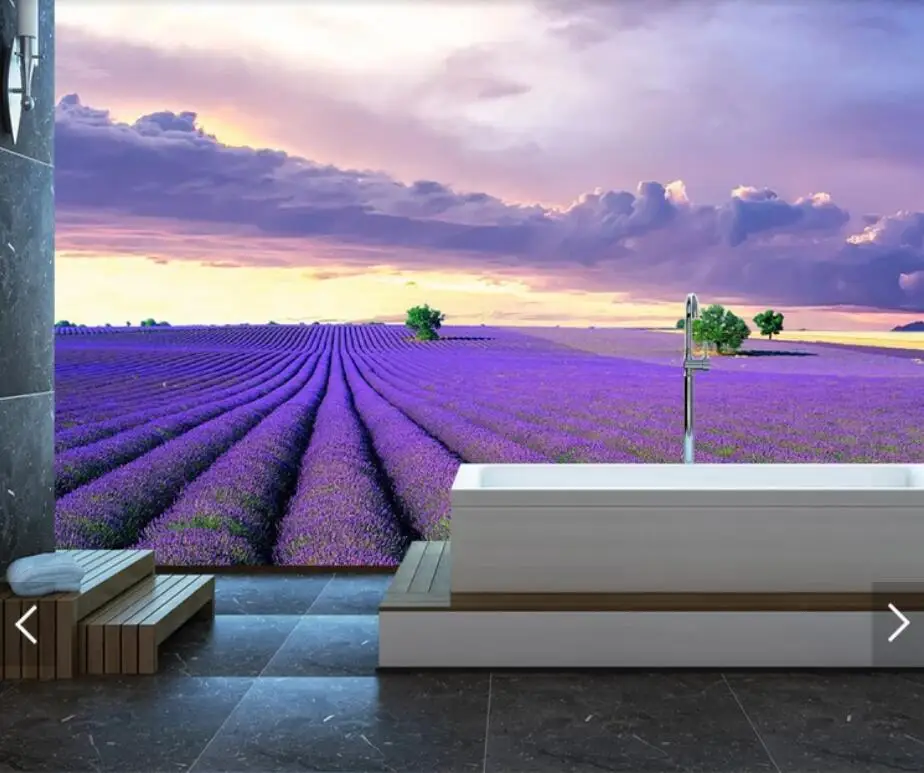 

3D Lavender Flower Murals Wallpaper for Living Room Bedroom TV Background Wall Decor Wall Papers Floral Papel De Parede