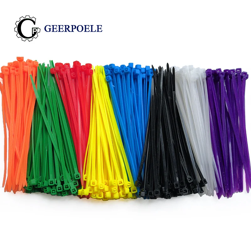 

100 pcs/lot 8 Color 3*100mm bag width 2.5MM Nylon Cable Ties Self-Locking Strong Cable International standards