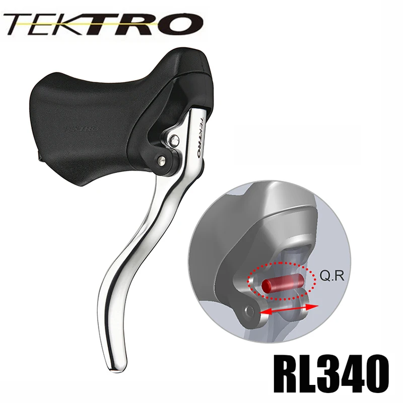 Aluminum Aero Lever TEKTRO RL340 320g/Pair Racer Road Bike Quick Release Mechanism with Rubber Hood for 23.8-24.2mm Handlebar