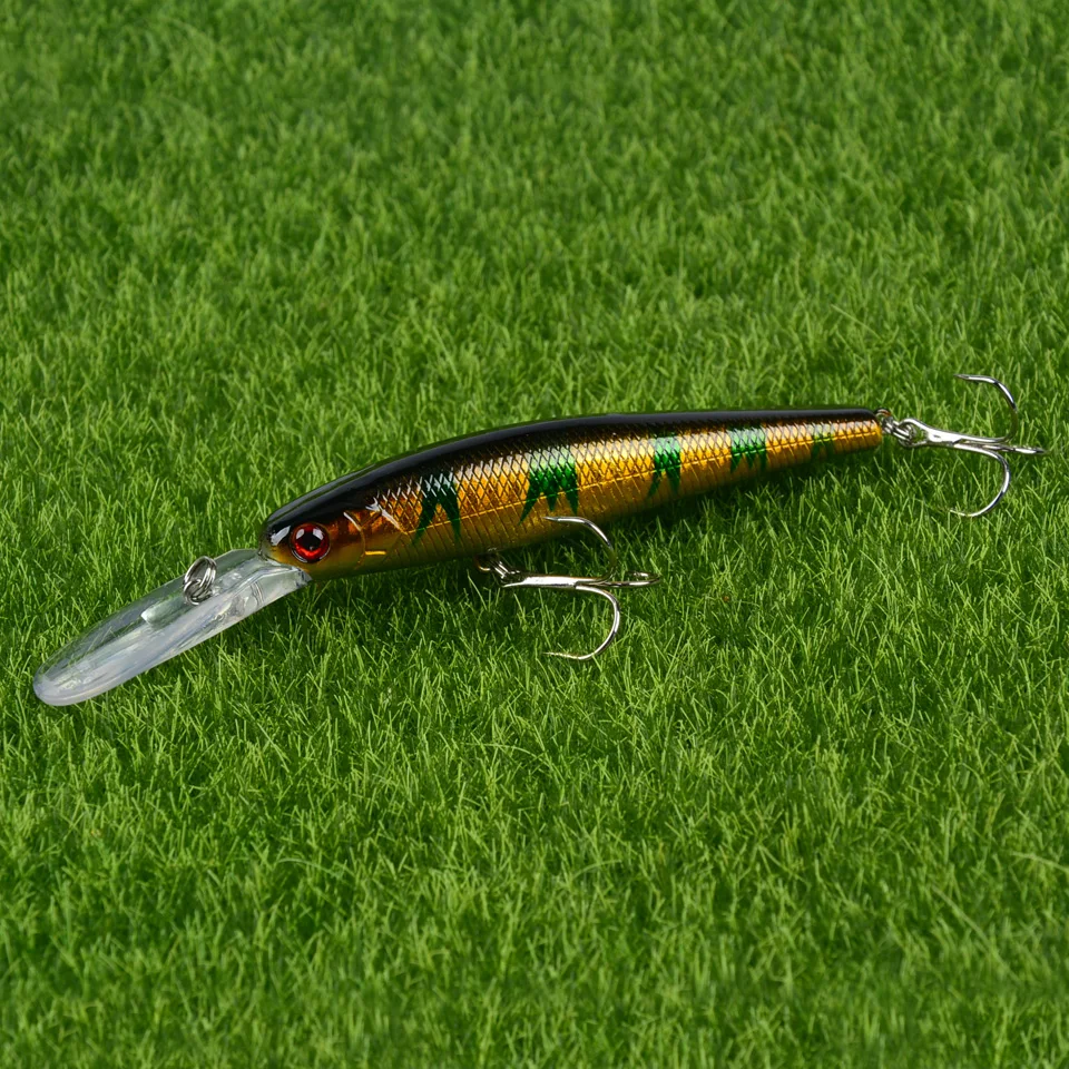 LINGYUE 1PCS Big Minnow Hard Crankbait 12.5cm/14g Fishing Lure Deep Diving Wobbler 4# Treble Hooks Artificial Bait Pesca H076