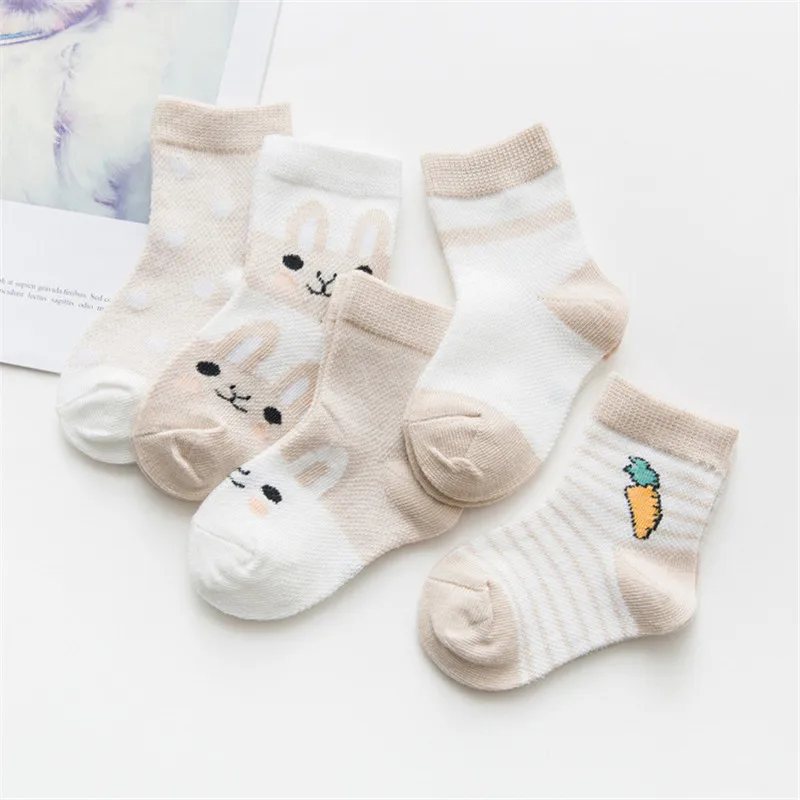 5Pairs/lot Soft Cotton Kids Socks For Girls Boys Casual Cartoon Baby Breathable Boys Girls Autumn Children\'s Socks Gifts 2022