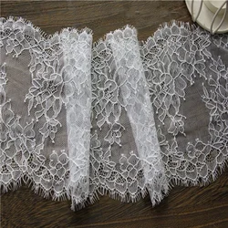 African Lace Fabric Trim, Eyelashes Lace Ribbon, Sewing Accessories, Black and White, Wedding Decoration, 16cm Wide, 3 m per Lot