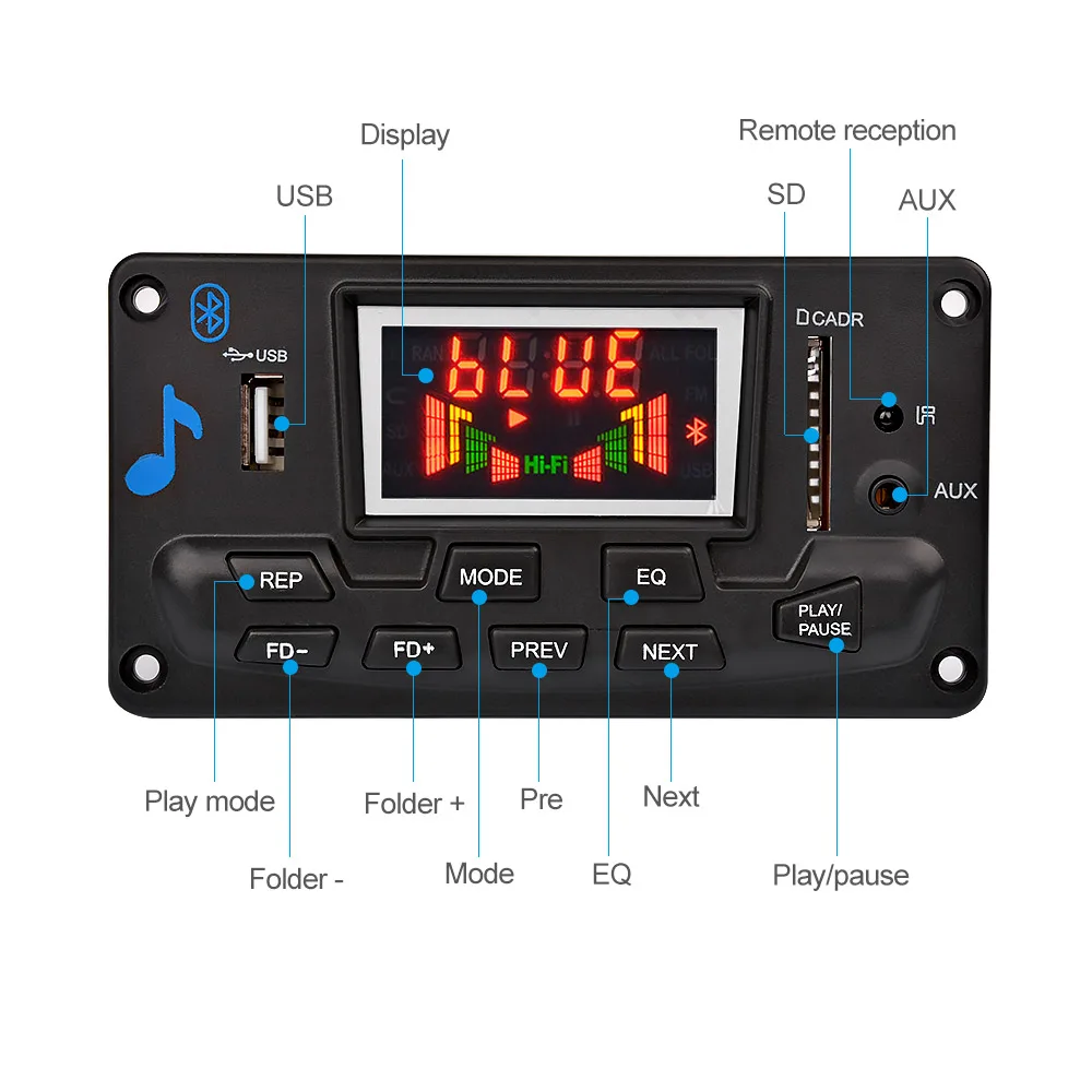 AIYIMA Bluetooth-Tương Thích Đa Chức Năng MP3 Lossless APE Bộ Giải Mã Ban Ứng Dụng EQ FM Phổ Hiển Thị Cho Bộ Khuếch Đại Gia Đình