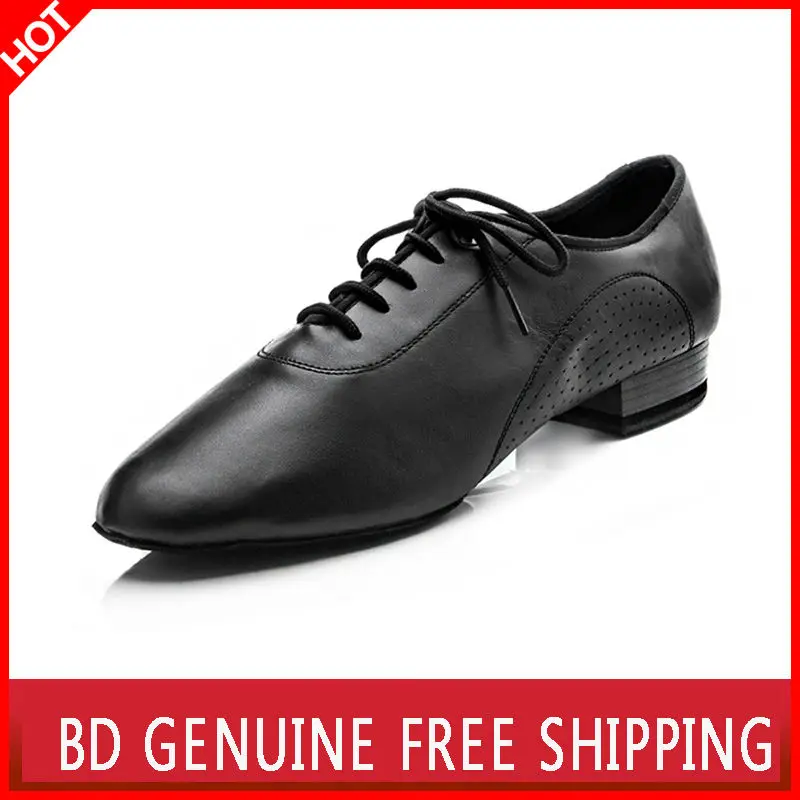 Modern Men\'s Genuine Leather Dance Shoes Brand Square  Party Ballroom Latin Soft cowhide Black BD 309 Coupons Free Try On SALSA