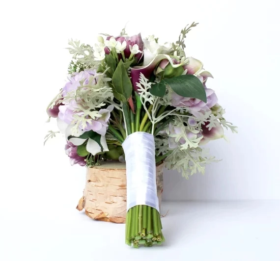 Pioen Bruidsboeket, Zijde Bruiloft Bloemen, Blush Wedding Bloemen, Paars Bruiloft Bruidsboeket, real Om Touch Pioenen Bridal