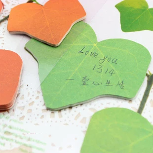 1 PC/Lot Innovative Vivid Simulating Leaf-Shaped Sticky Note, Green & Red, BQB00017