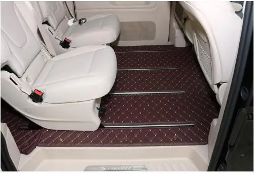 Custom full set car floor mats + one trunk mat for Mercedes Benz V 250d 7 seats 2019-2015 waterproof rugs carpets for V250d 2018