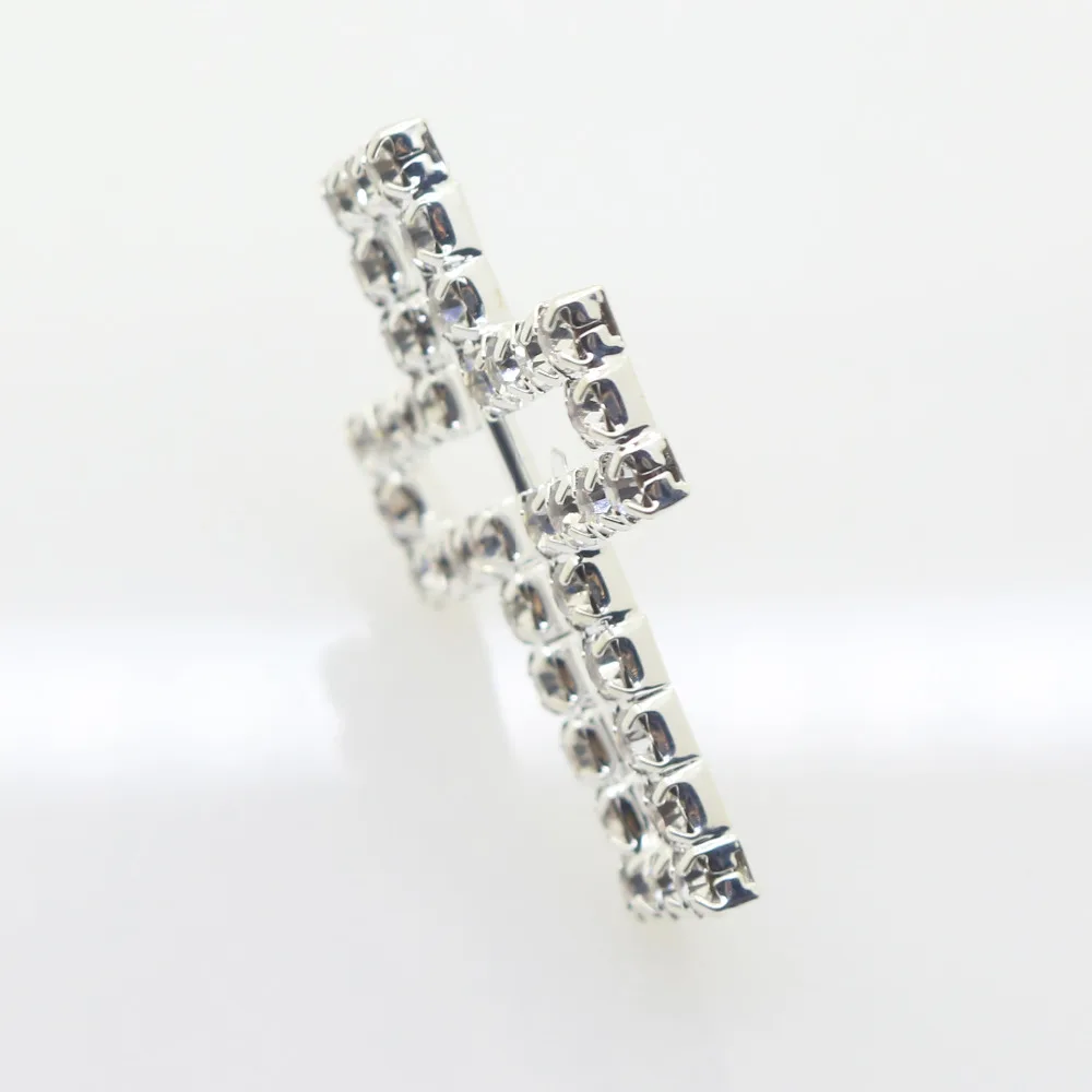 Fashion 10pcs/LOT 34*28mm Cross shape rhinestone Buckles invitation card Wedding Ribbon Slider DIY Hair Accessories