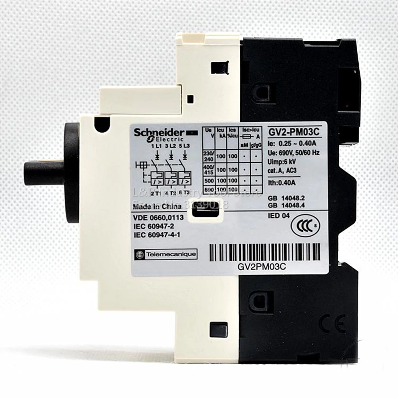 100% Nuovo Originale Schneider GV2-PM03C Motore Magnetico Interruttore di Protezione TeSys Deca GV2PM03C 0.25-0.4A 3P Aggiornamento In Nero