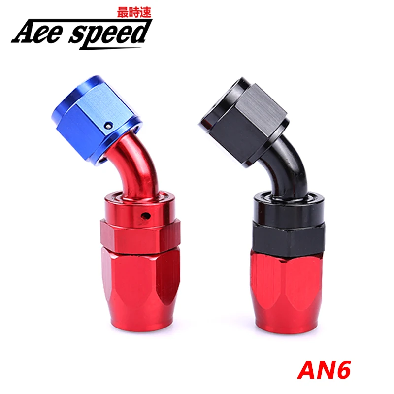 AN6 Anoized Aluminium 45 Degree Swivel Hose End Oil Fuel Fitting Oil Cooler Adapter Reusable Oil Fuel Fittings