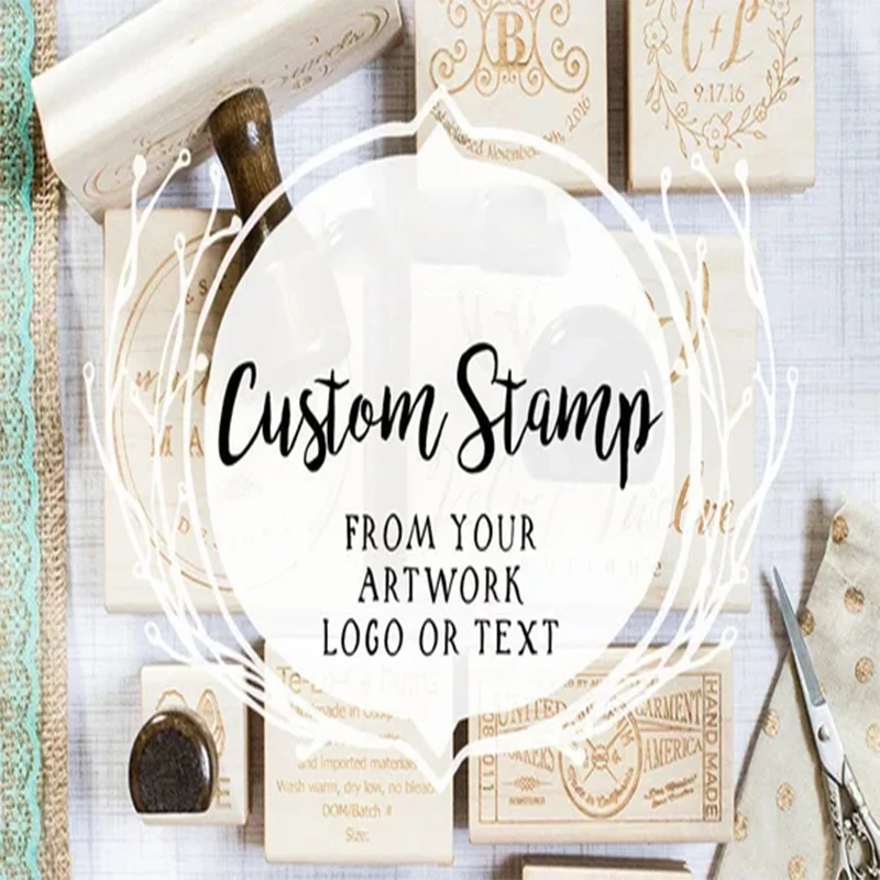 Custom Wooden Rubber Stamp from your Design or Logo, Business Logo Stamp, Custom address Stamp, Wedding Stamp