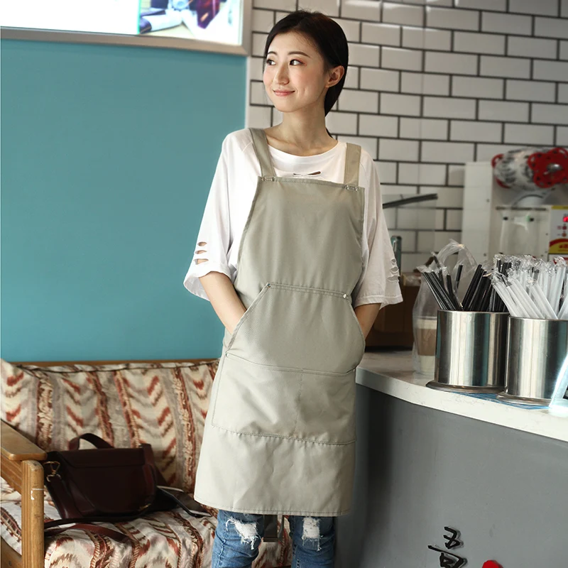 Apron Kitchen Cooking Worker Hairdresser Nail Coffee Shop Waiters Aprons H-shaped Strap Cotton Apron For Woman & Man