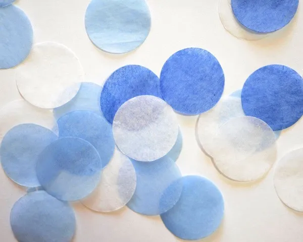 Freeship 0.5kg 1kg vintage circle 2.5 biodegradable baby blue blue white tissue paper confetti wedding party table shower deco.