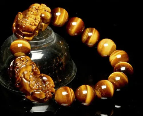 Koraba Fine Jewelry 16MM Natural Colorful Tiger Eye Stone Gemstone Beads Pixiu Men Jewelry Bracelet Free Shipping