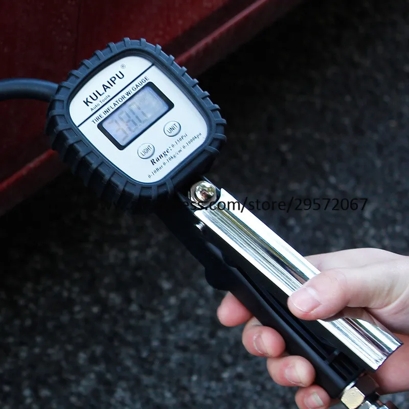 Digital Car Truck Air Tire Pressure Inflator Gauge LCD Display Dial Meter Vehicle Tester Tyre Inflation Gun Monitoring Tool