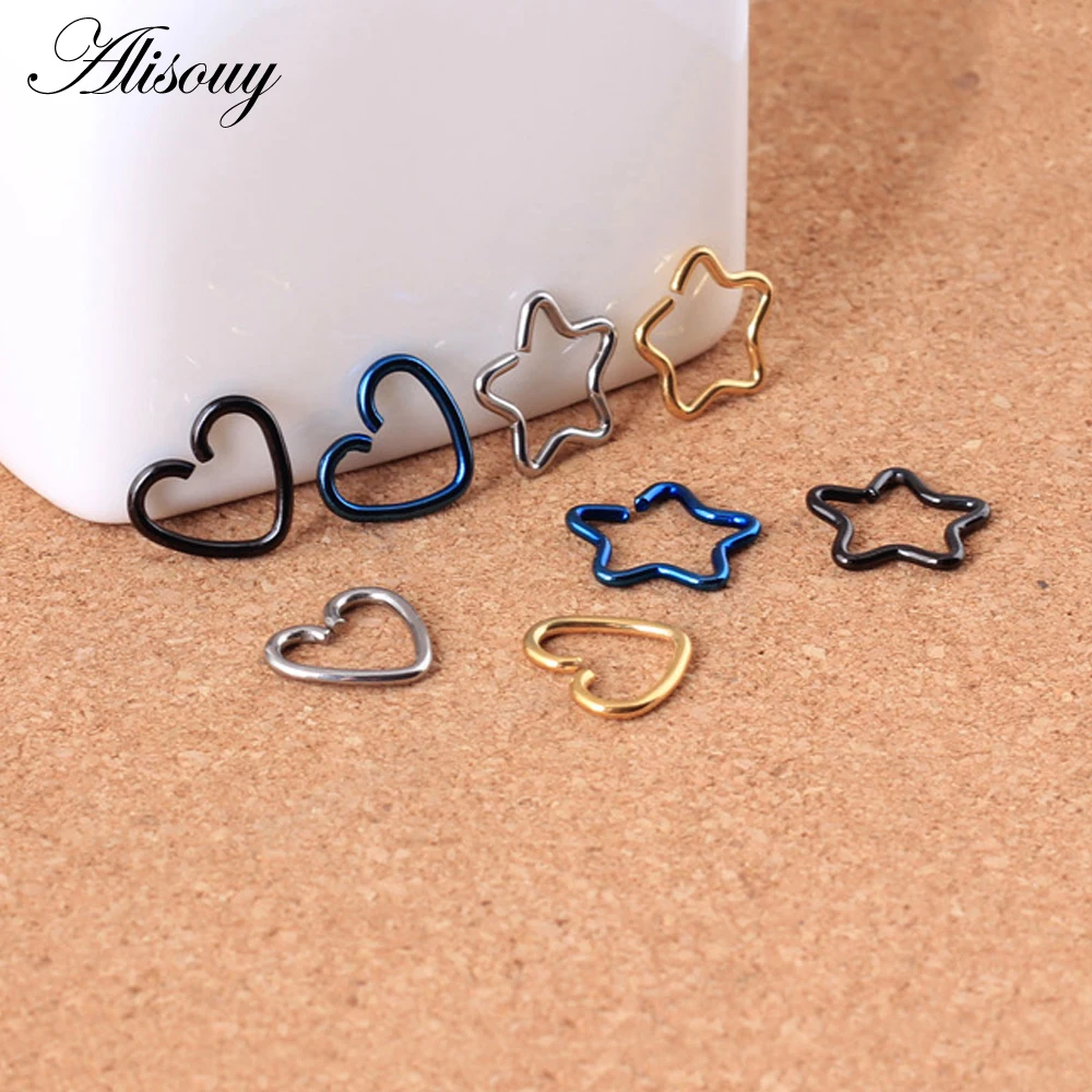 Alisouy แฟชั่น Star Heart Love Hoop ต่างหูสําหรับผู้หญิงผู้ชายสแตนเลสเครื่องประดับหู Punk HIPHOP ROCK เครื่องประดับ