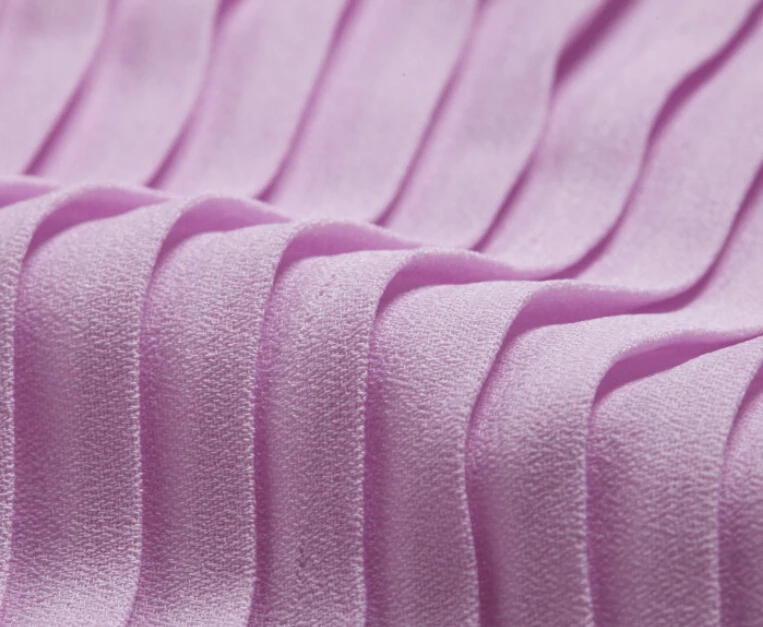 

2 meters 150cm 59" width light purple crumple accordion pleated chiffon fabric pearl yarn fabric for dress clothes MM91