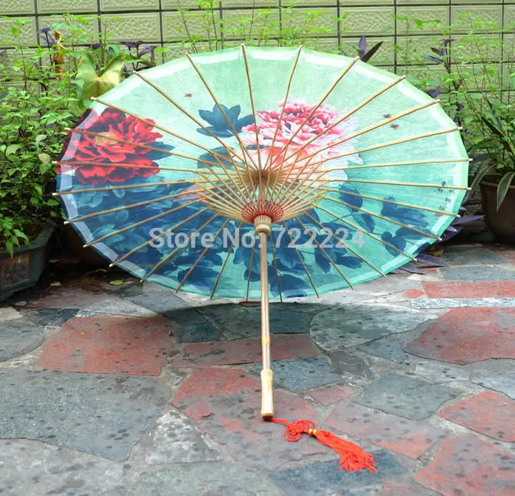 Dia 50cm chinese craft classical blue background peony oiled paper umbrella for children decoration gift dace props umbrella