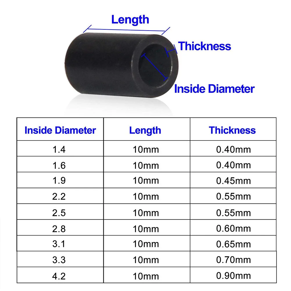 200Pcs Matt Black Single Barrel Crimp Sleeves Round Copper Tube Fishing Line Leader Rigging Tackle Wire Pipe Sleeves Connector