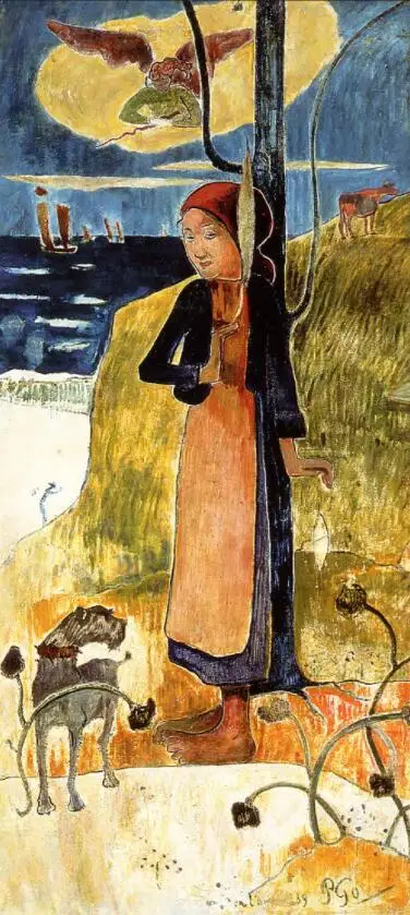 

High quality Oil painting Canvas Reproductions Jeanne d'Arc, or Breton girl spinning (1889) by Paul Gauguin hand painted