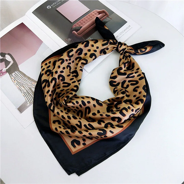 YOUHAN 2020 Luxury Brand Women Scarf 70*70cm Leopard Grain Square Lady Scraves  Head Hijab Scarf