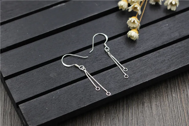 1 pair Fashion 100% 925 Sterling Silver Earring Hooks Dangle Tassel Connectors Earring Wire DIY Fancy Jewelry Making Findings