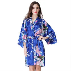 Bride Bridal Wedding Robe Dress Gown Women Print Flower Kimono Geisha Nightgown Short Sexy Nightwear Bathrobe Sleepwear S-XXXL