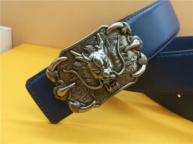 Men's Dragon Belt Smooth buckle leather band punk style vintage faucet with cool jeans belt