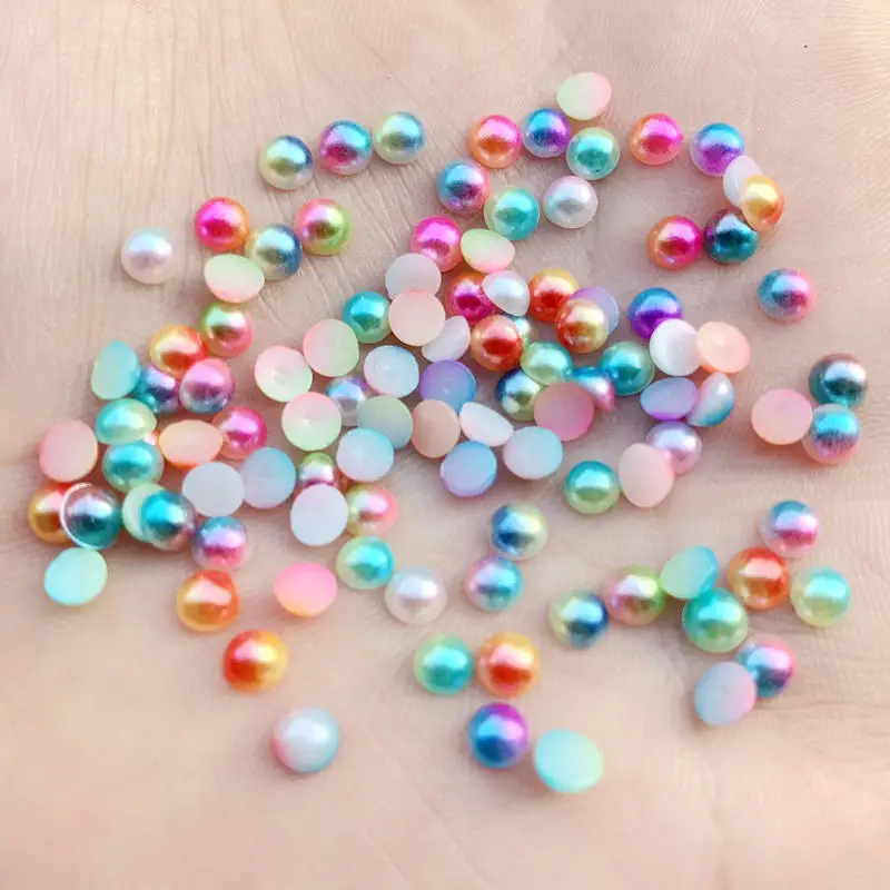 400pcs Half Round Flatback Pearls Jewelry Garment Beads DIY Craft 4mm For Nail Art ABS Pearls -B17