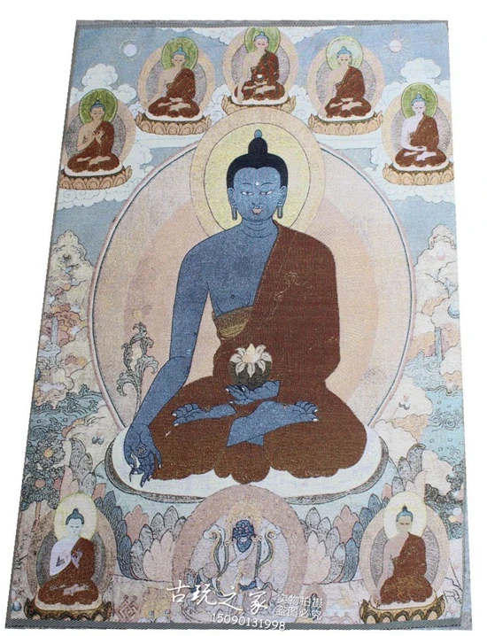 36 inch Tibet Silk embroidery gold silk embroidery,medicine Buddha statue Thangka Paintings Mural