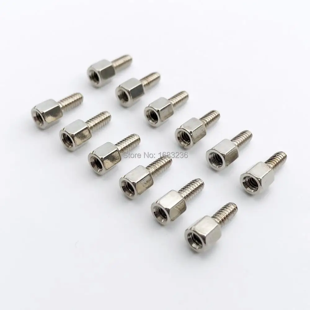 HZYUEGOU 25 Stück Messing # 4-40x5+7 M-F Stehbolzen mit Innensechskant, Abstandshalter, Schraube, Bolzen, Jackschraube, Mutter für Motherboard VGA DB9 DVI COM Port – Detail 2
