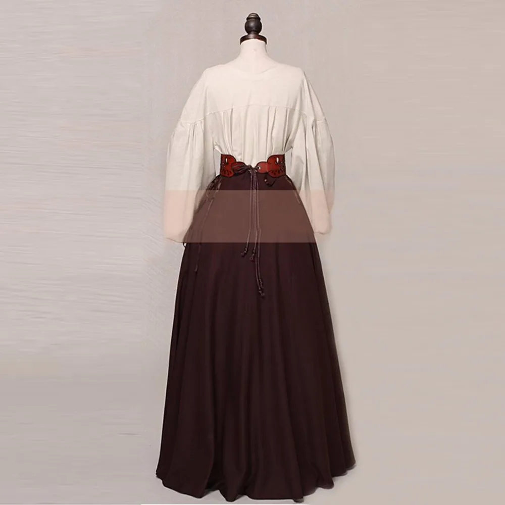 Summer Women's skirt Cotton-flax High Waist Bandage Retro Gothic Costume Female Long Swing Skirts