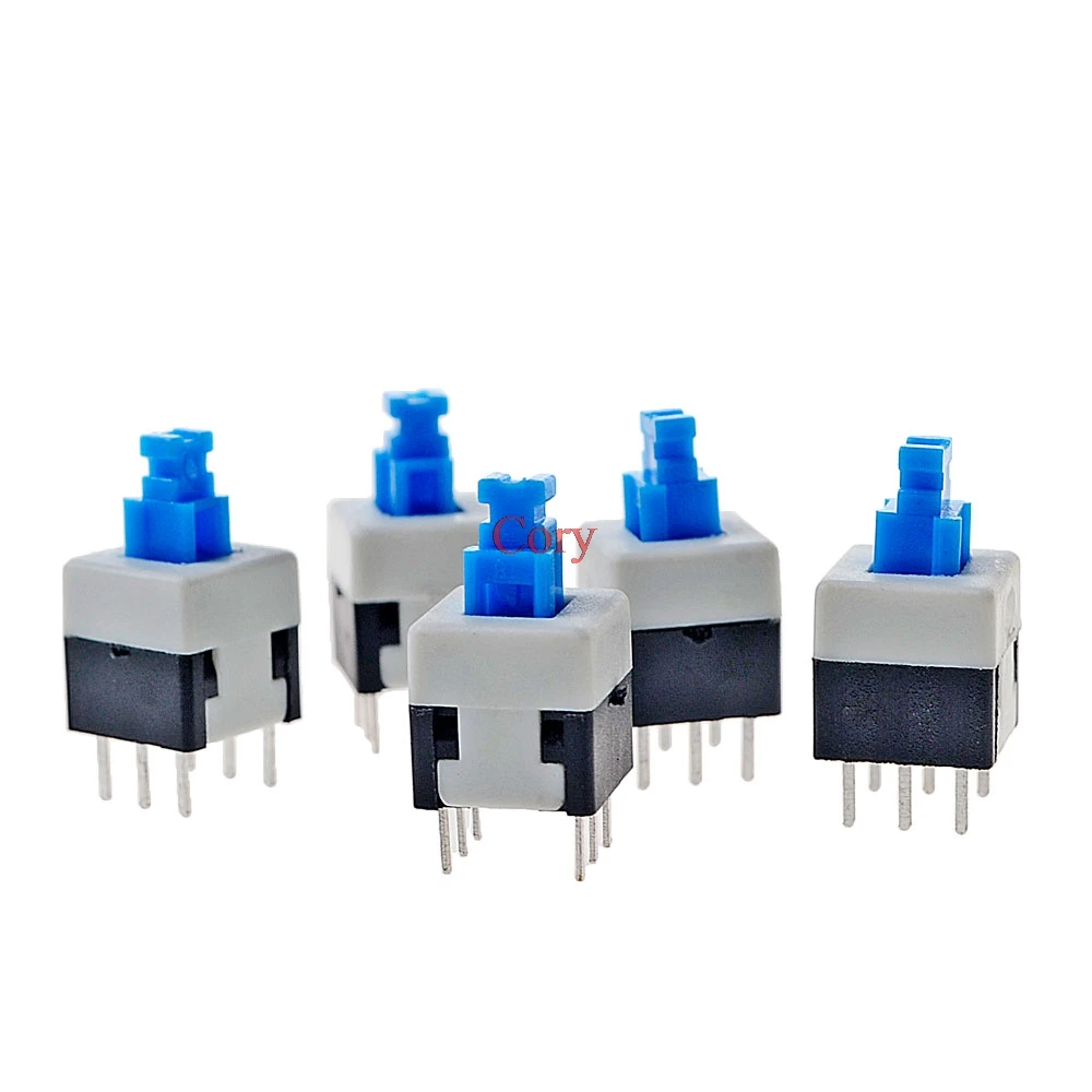 8X8mm Blue Cap Self-locking/Maintained  Unlock/Momentary Type Square Button Switch 8*8 mm 100000 Times Service Life CZYC