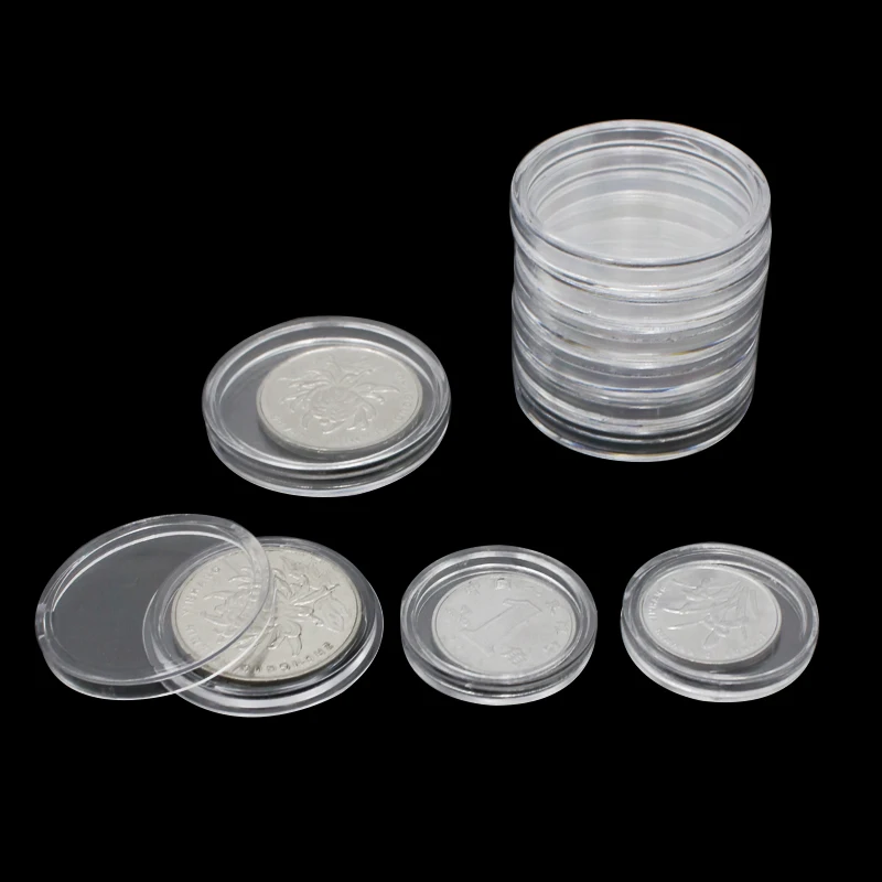 10pcs/lot Transparent Plastic Coin Holder Coin Collecting Box Case for Coins Storage Capsules Protection Boxes Container 18-40mm