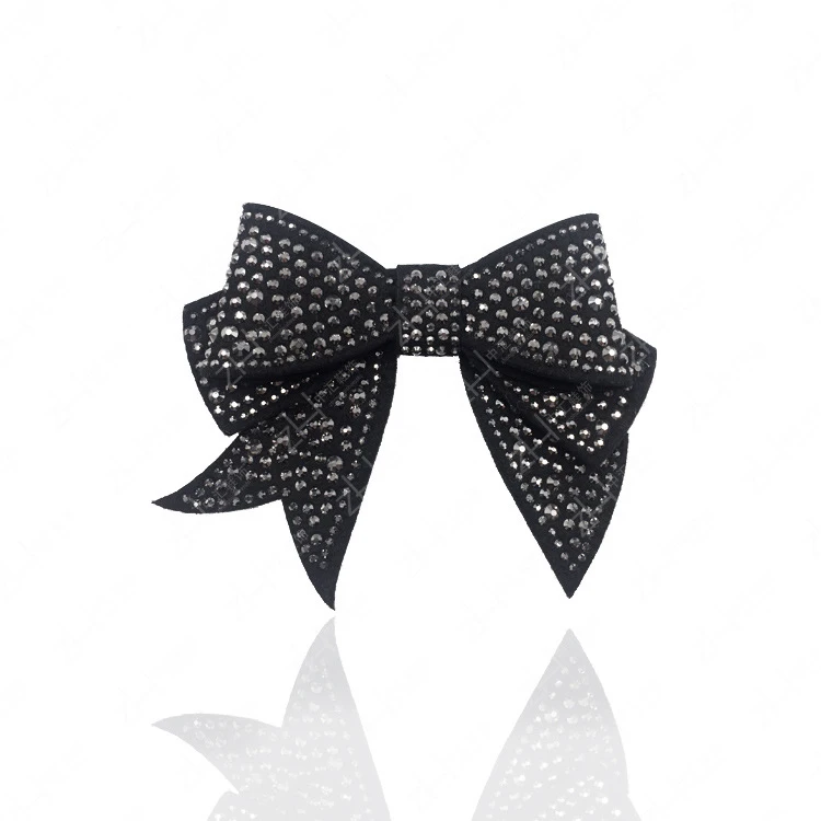 Czarna kokarda Rhinestone ślubne buty weselne akcesoria wysokie sandały na obcasie buty mieszkania DIY instrukcja lśniące ozdoby do butów — zdjęcie 5