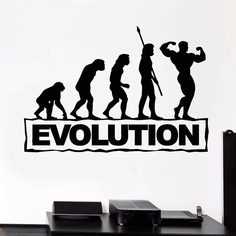 

POOMOO Wall Decals Gym Sports Vinyl Wall Decal Bodybuilding Fitness Evolution Stickers Art Mural Decor - Removable Stickers